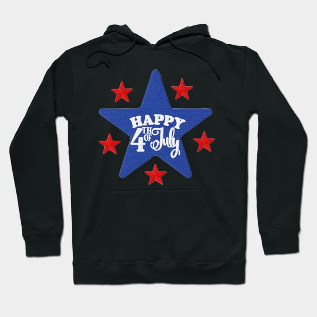 Happy 4th July Embroidery Sticker Hoodie by anacarminda